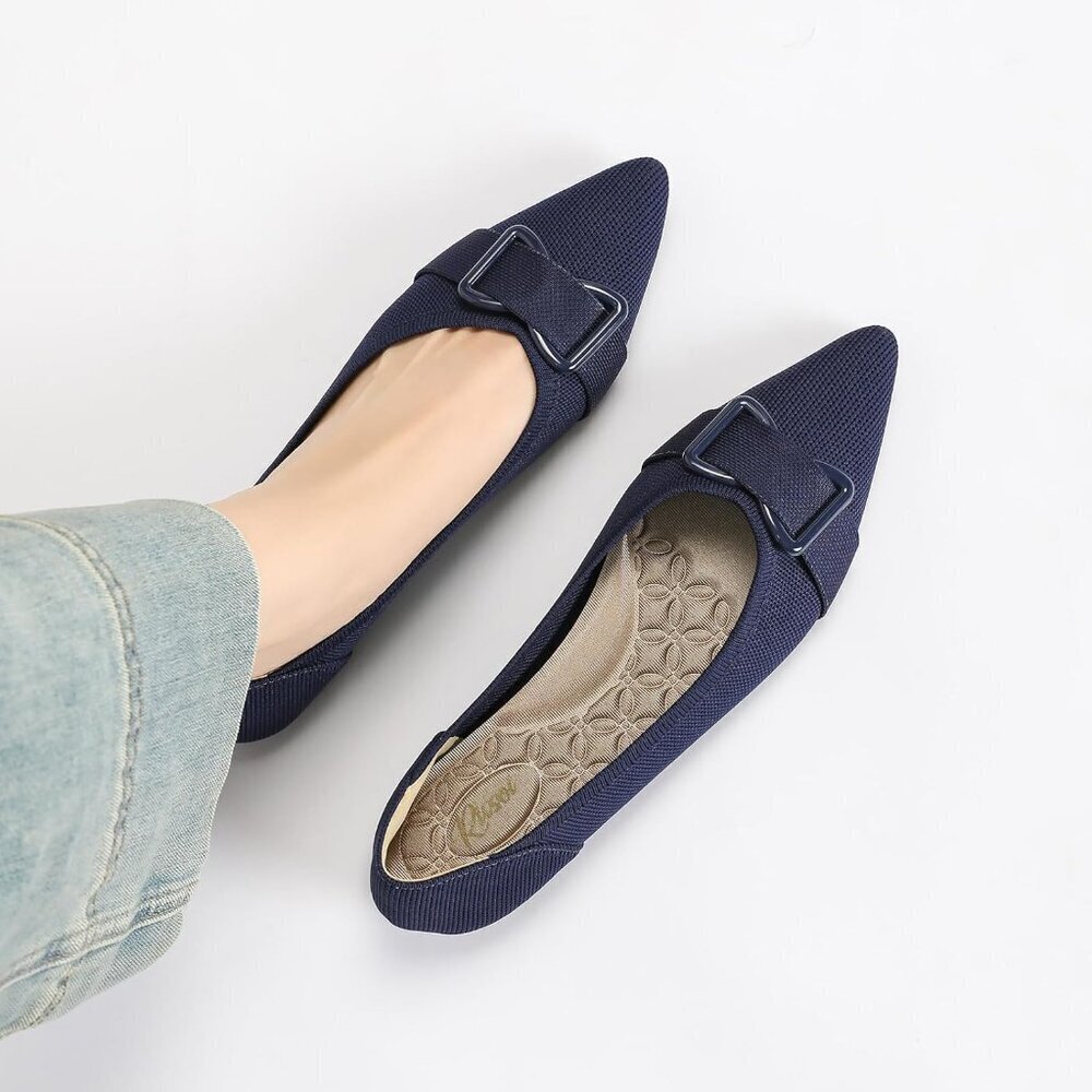 Knit Ballet Flats Women Size 7 Arch Support Slip-On Casual Dress Shoes - Picture 7 of 9